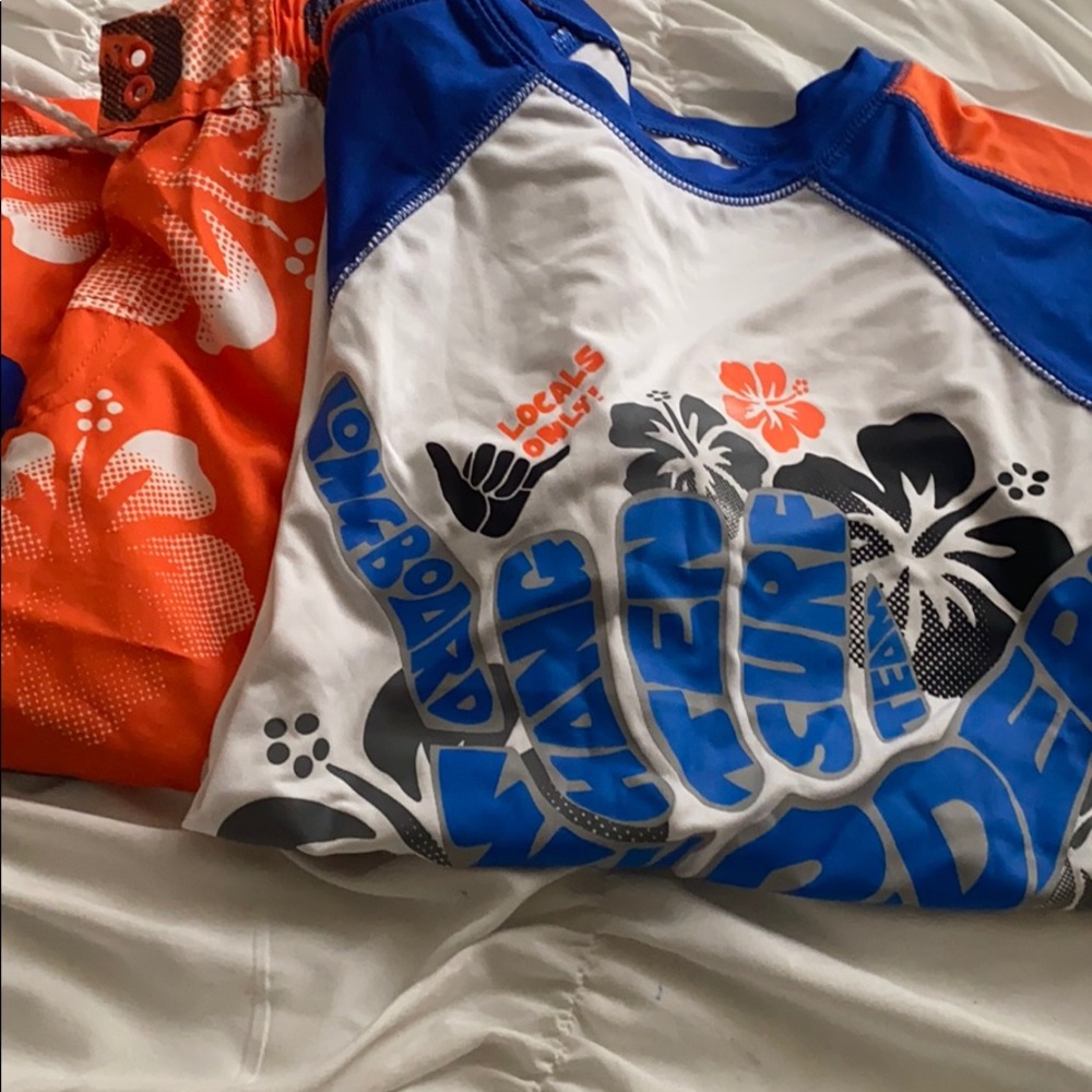 Boys swim trunk and rash guard set